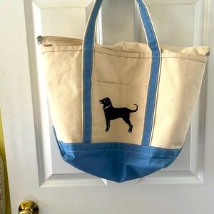 EUC! Blue and white “Black Dog” Zippered Canvas Bag!
